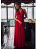 Red Jersey Fabulous Long Bridesmaid Dress